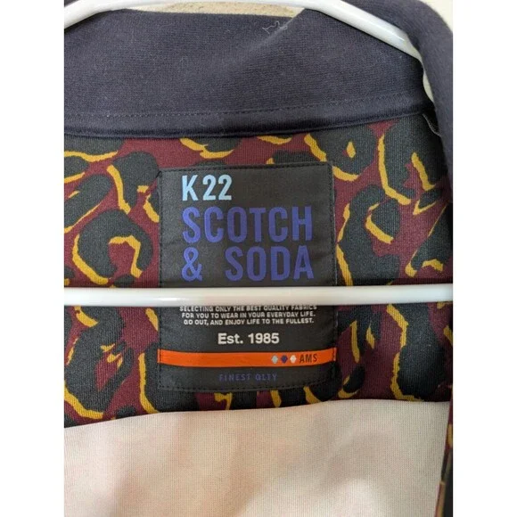 Scotch and Soda Men Jacquard Bomber Jacket Multi Colorblock Large Animal K22 - Picture 2 of 6